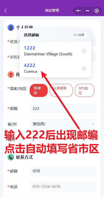 邮编自动提示省市区截图